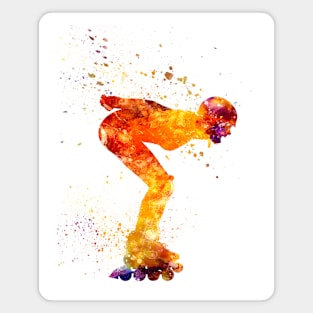 Woman in roller skates in watercolor Magnet